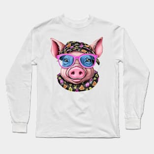 Pig with Glasses #5 Long Sleeve T-Shirt